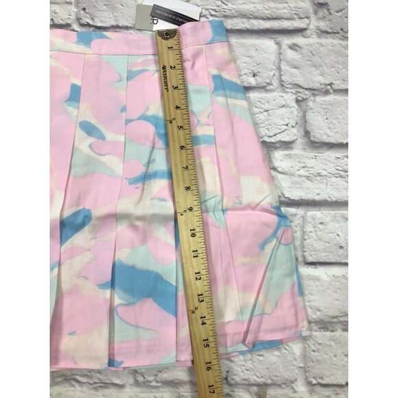 BP Womens Size Small Pleated Skirt in Pink Blue Painted Camo - Picture 5 of 6